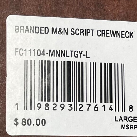 Mitchell & Ness Branded Script Crewneck, Light Grey - Large - NWT - Picture 3 of 5